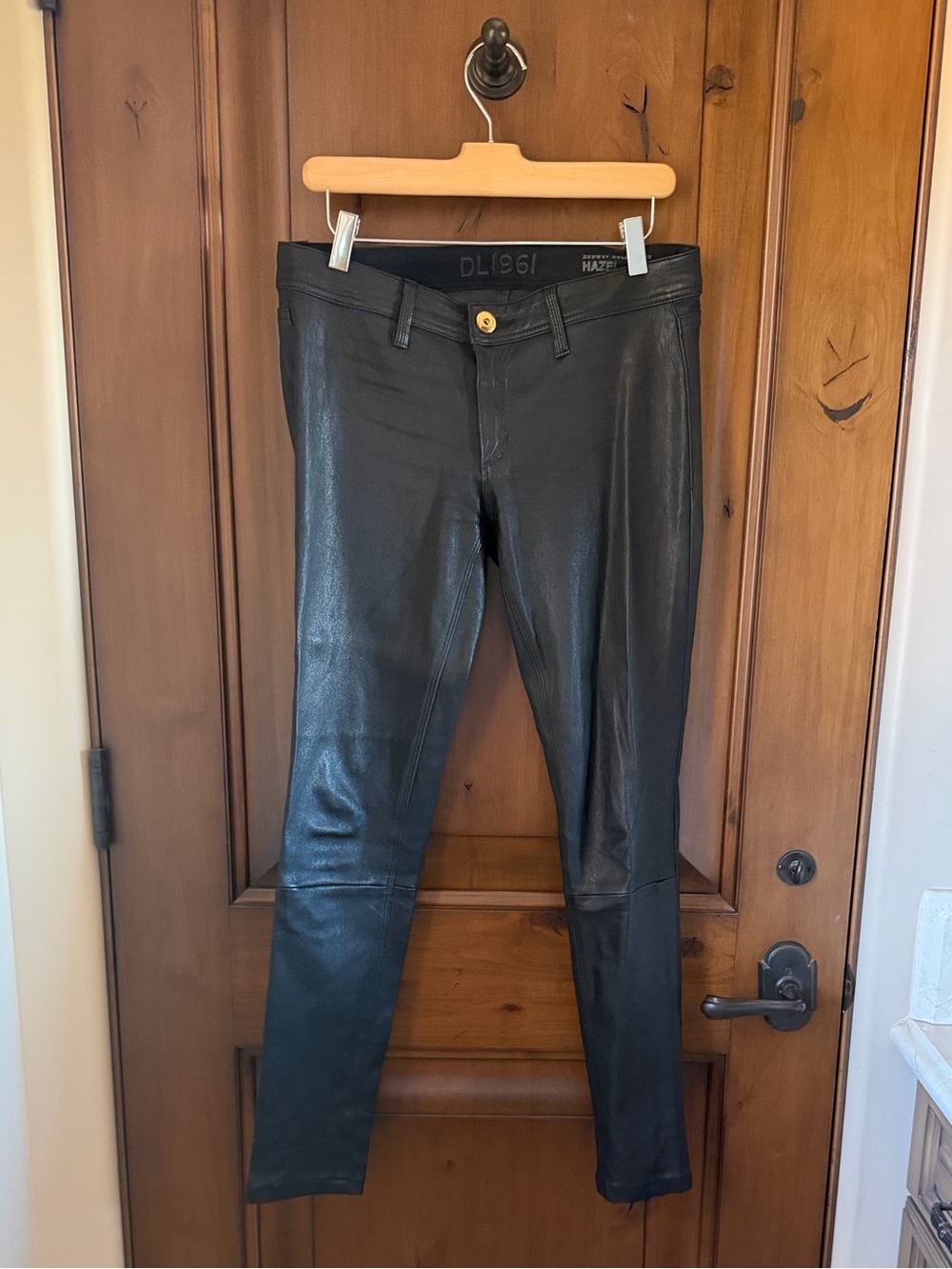DL1961 Black Leather Skinny Jeans